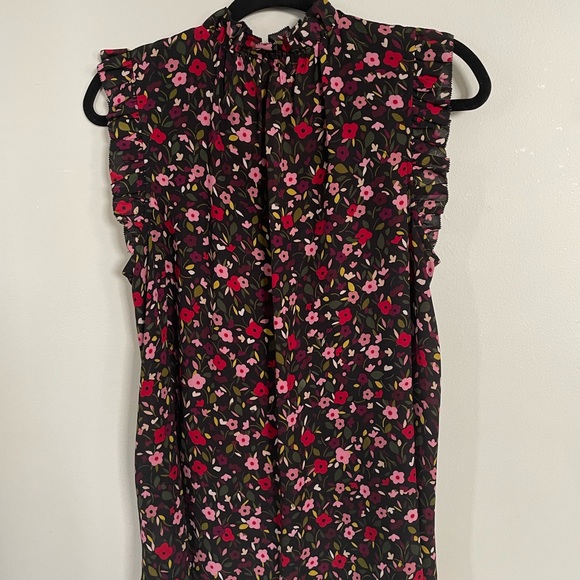 Kate Spade pink black floral blouse L - Picture 3 of 4